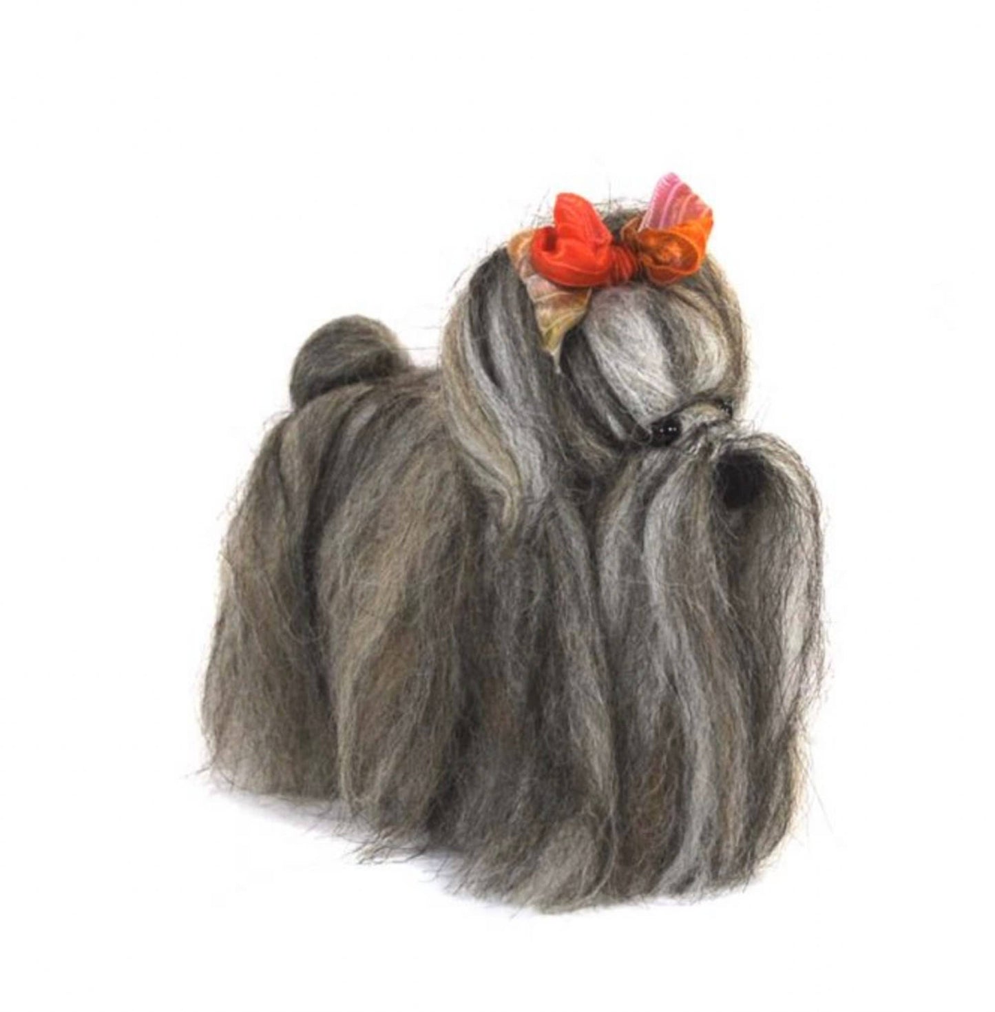 Felted Yorkshire Terrier Dog Sculpture: Alpaca Fiber Decor