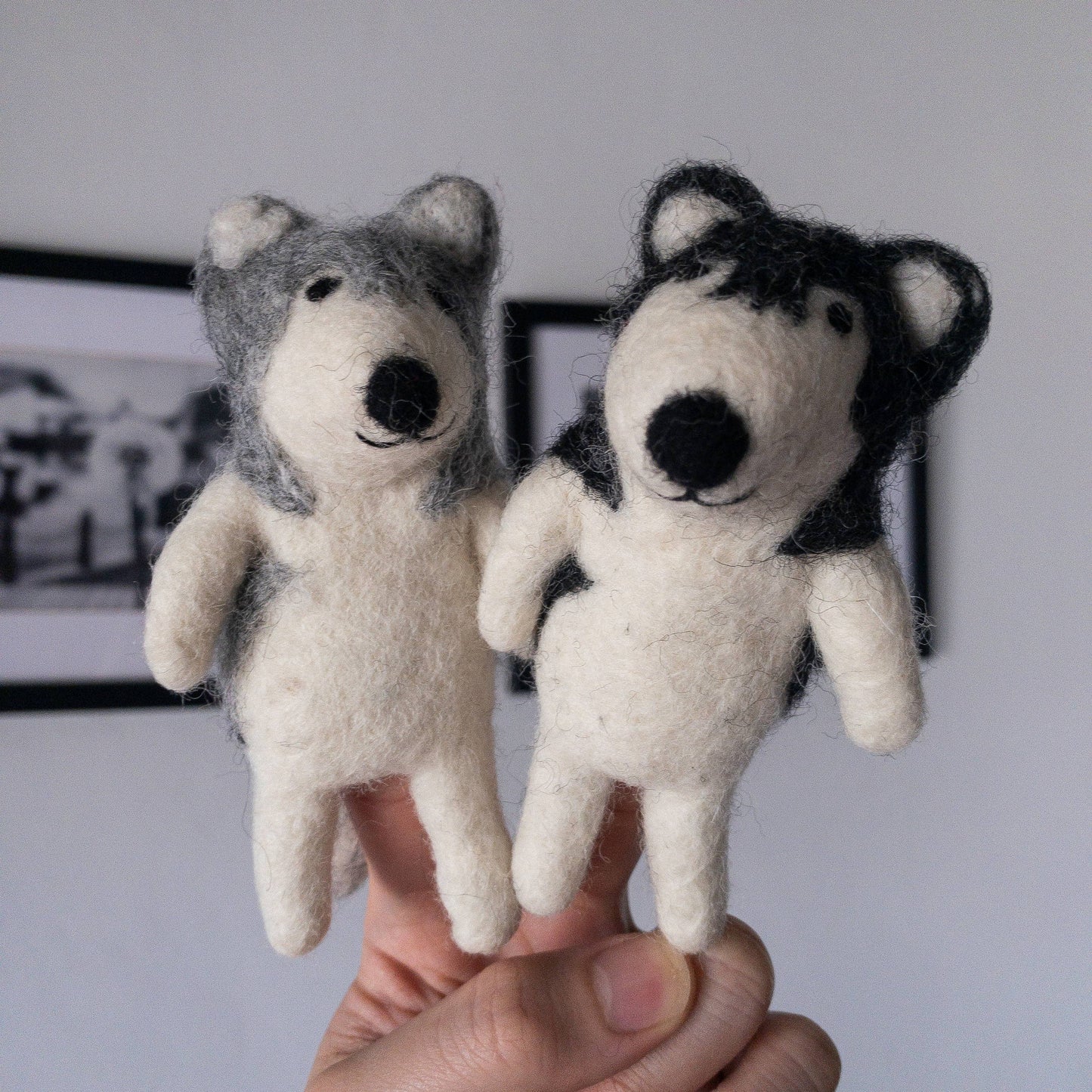 Felt Wool Finger Puppet: Alaskan Husky Dog