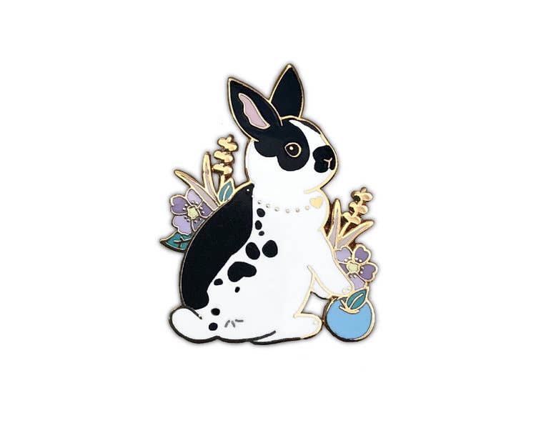 White shops Rabbit Noir Pin