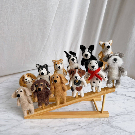 Collection of finger puppet dogs Jasper and Ruby