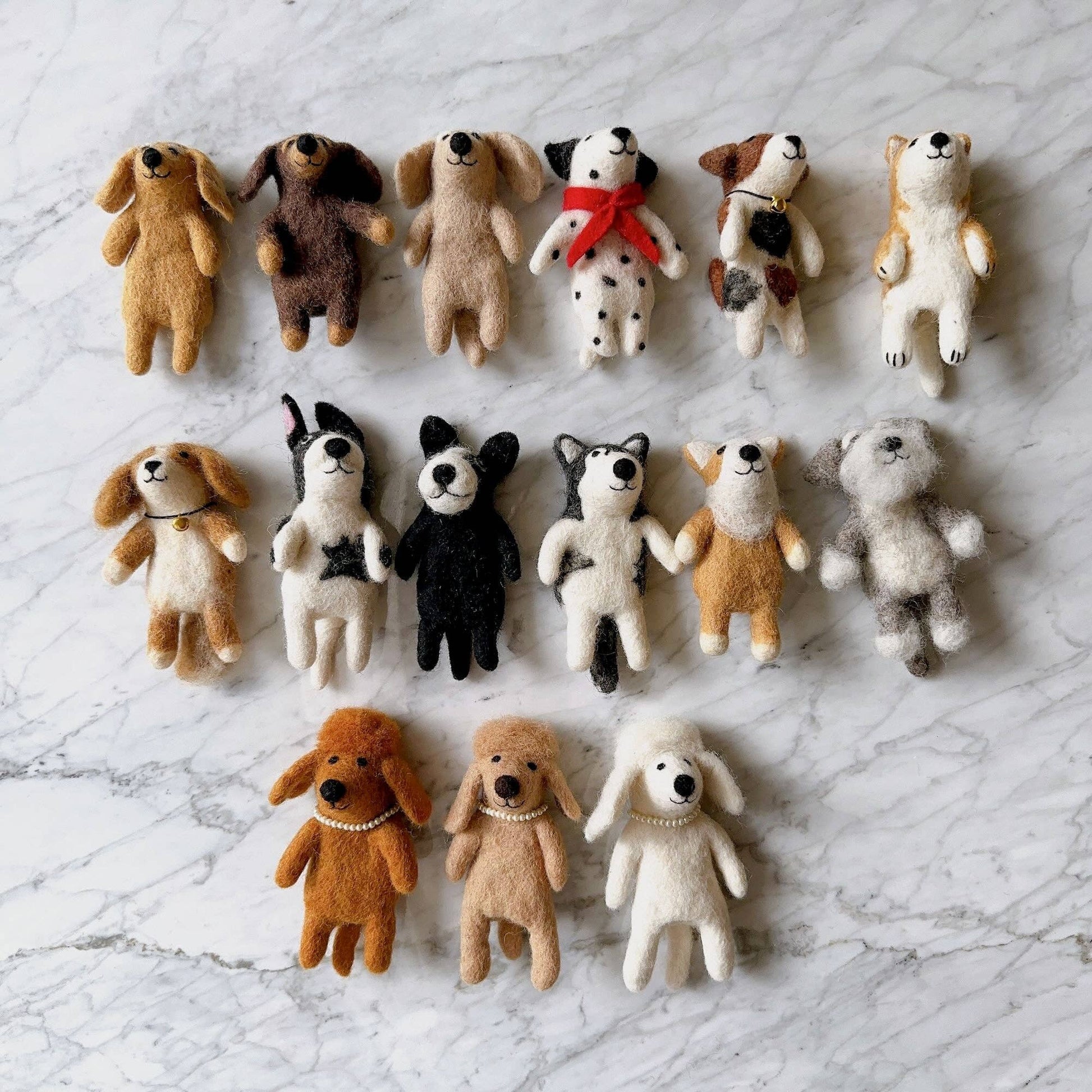 Collection of finger puppet dogs Jasper and Ruby