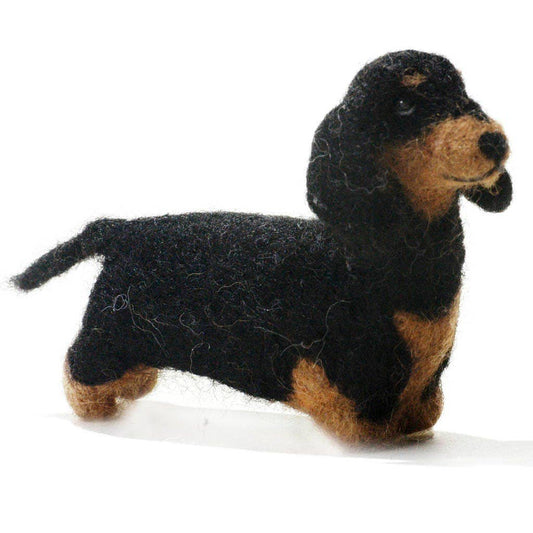 Felted Dachshund Dog Sculpture: Alpaca Fiber Decor