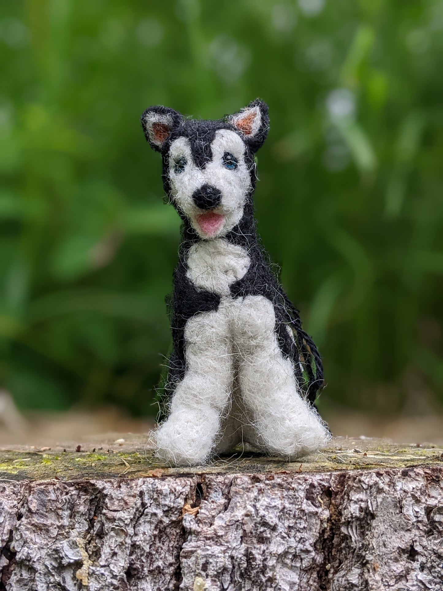 tiny needle felted wool husky dog