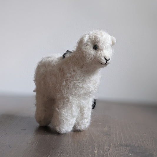 white wool sheep needle felted from alpaca fiber