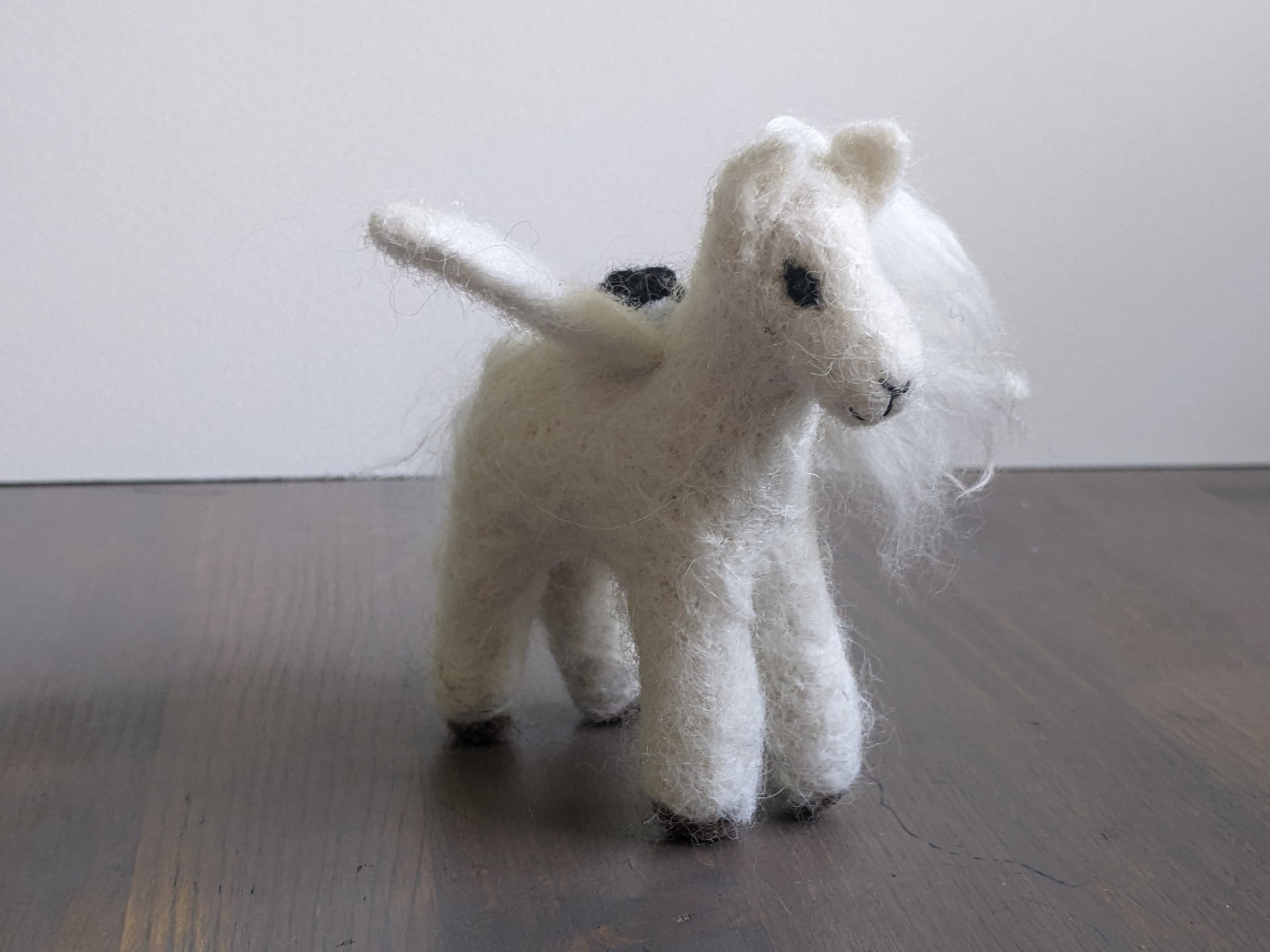 white pegasus ornament sculpture needle felted from alpaca wool
