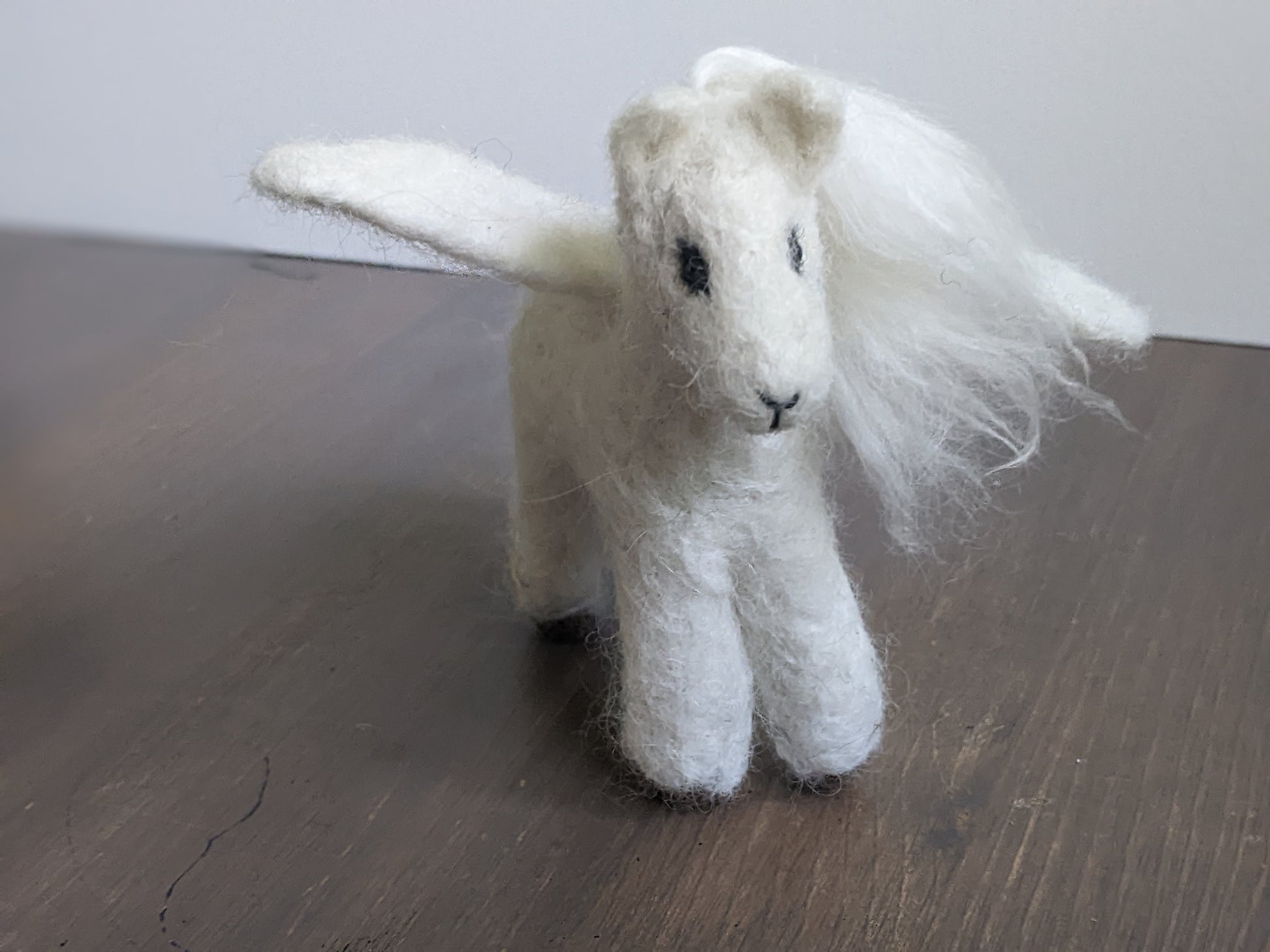white pegasus ornament sculpture needle felted from alpaca wool