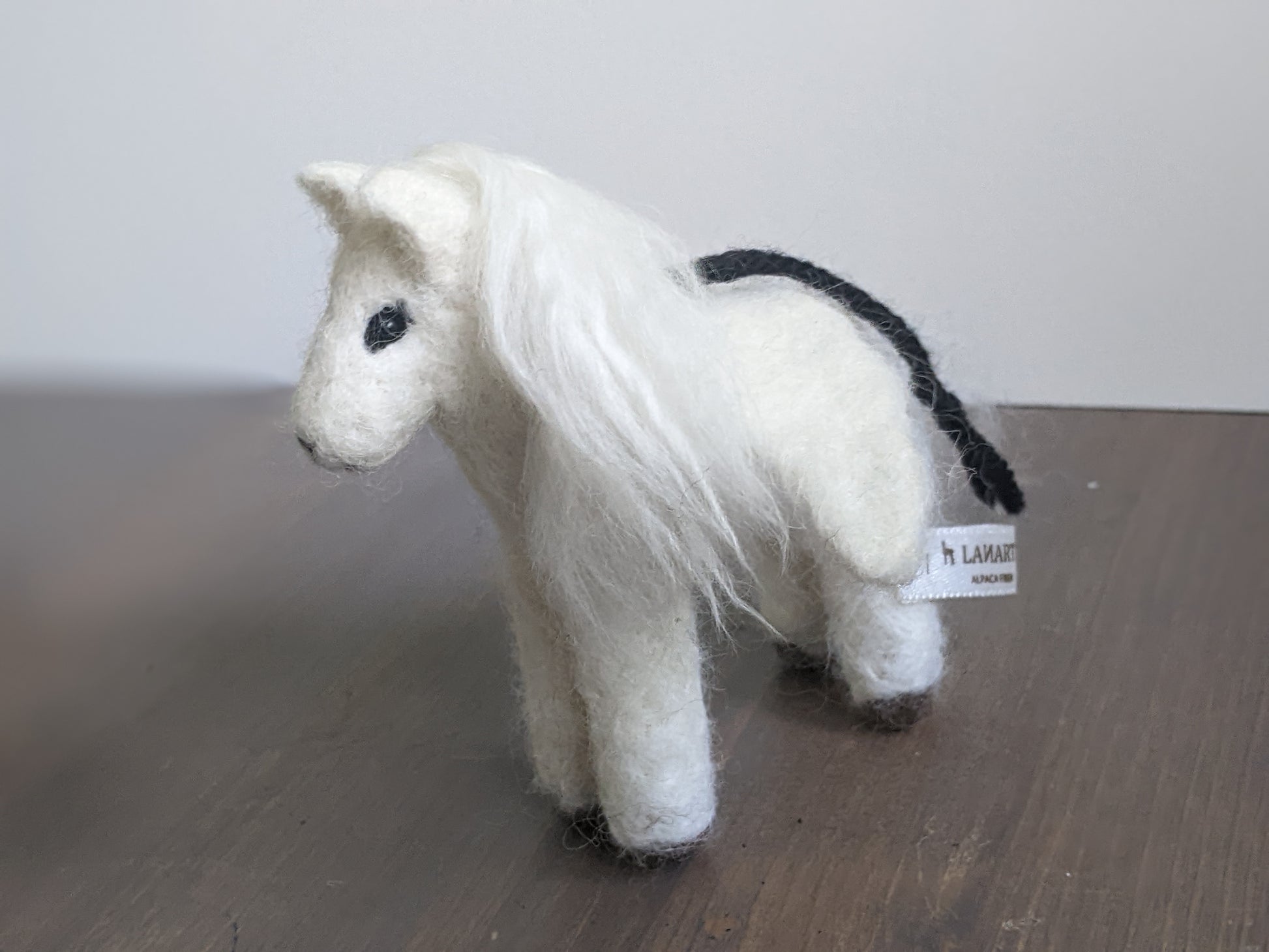 white pegasus ornament sculpture needle felted from alpaca wool