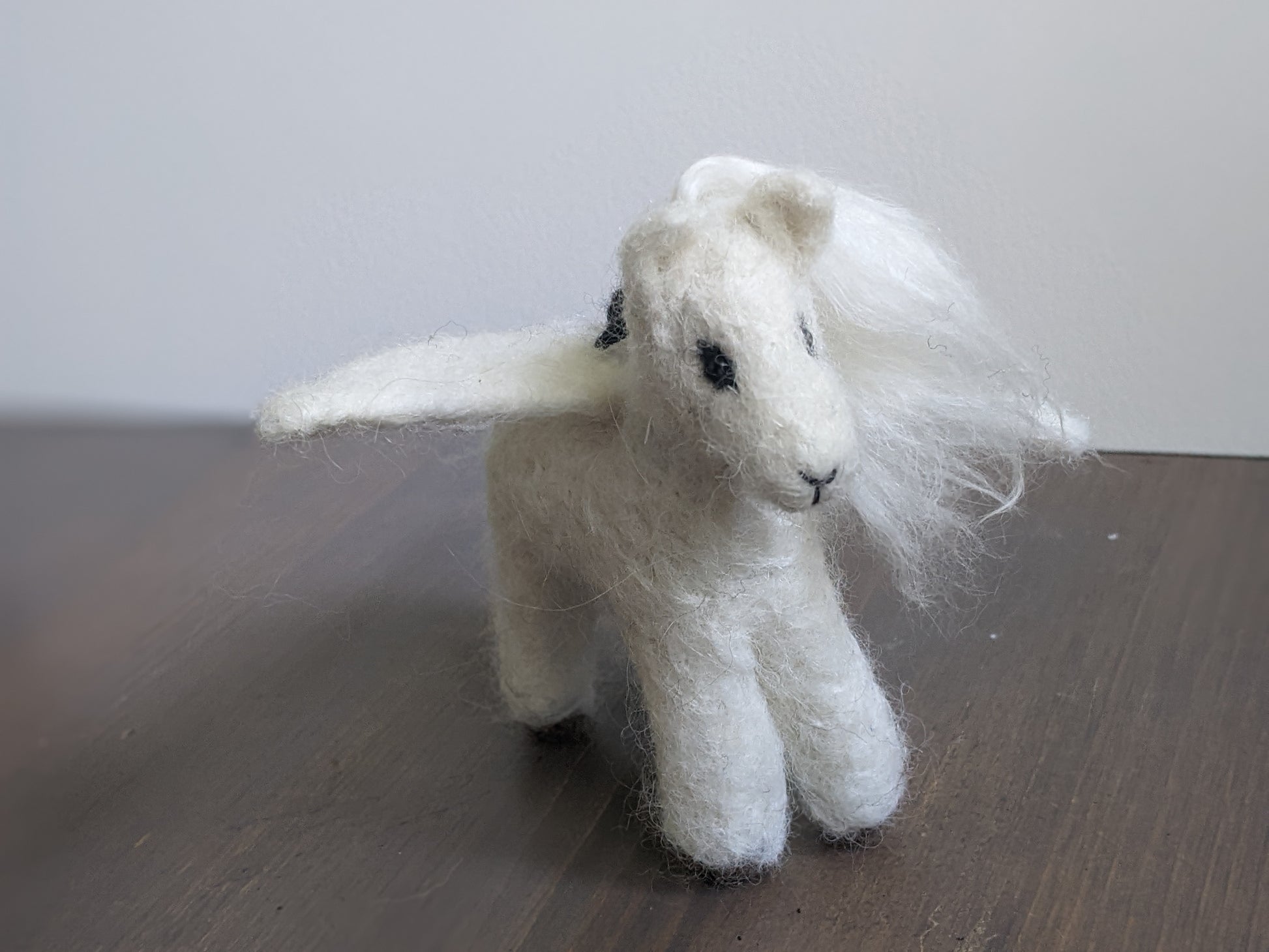white pegasus ornament sculpture needle felted from alpaca wool