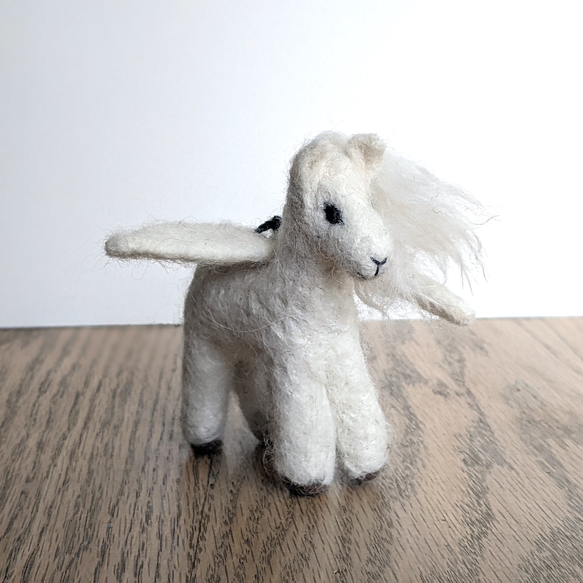 white pegasus ornament sculpture needle felted from alpaca wool