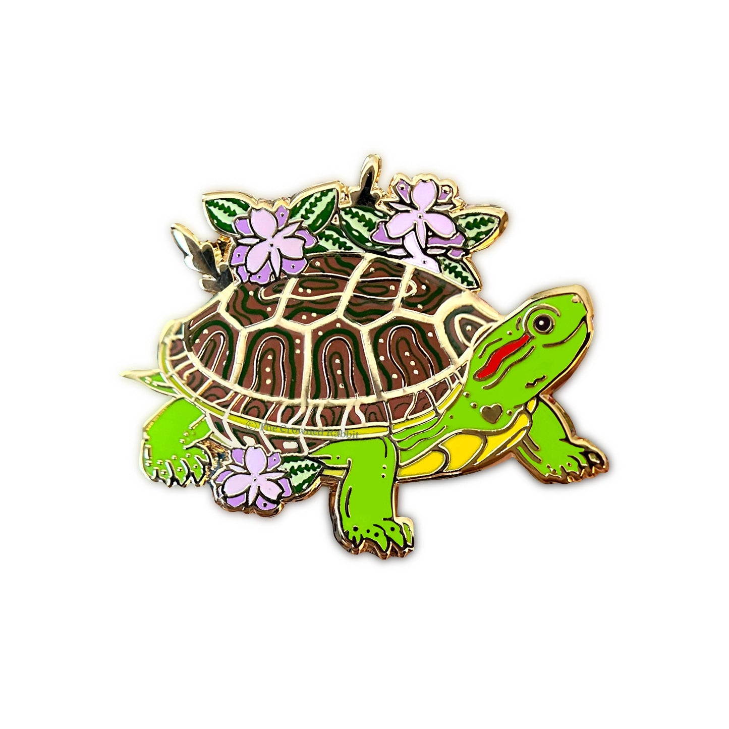 Red-Eared Slider Turtle Enamel Pin, Turtle Enamel Pin