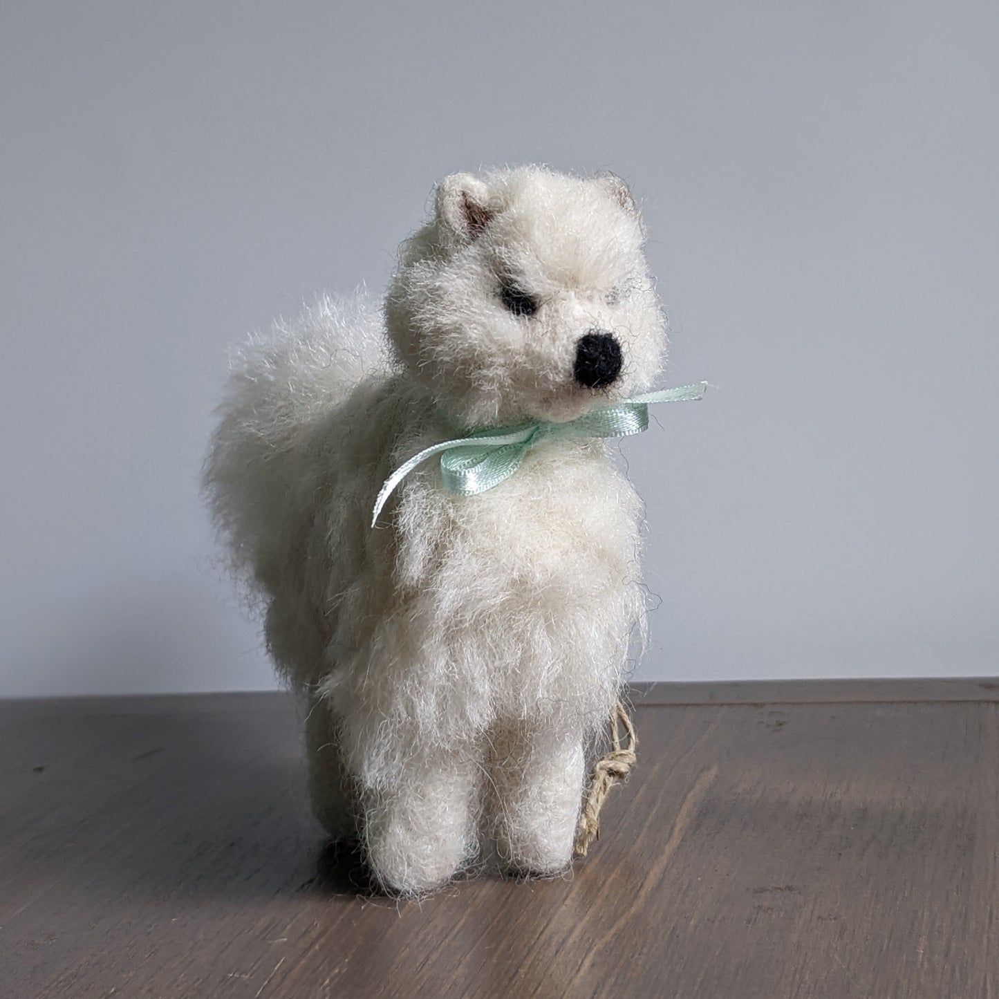 Needle felted wool samoyed dog sculpture