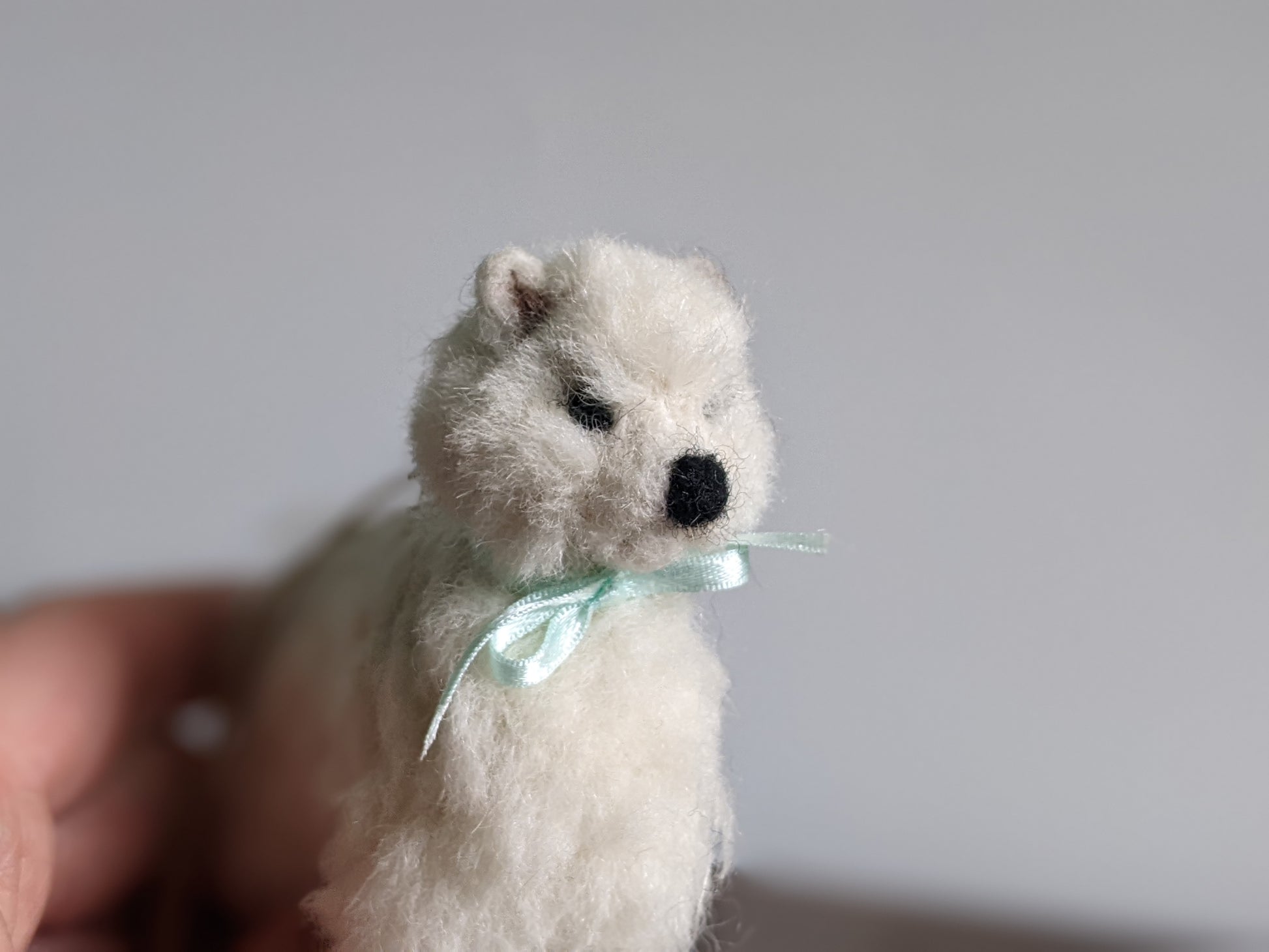 Needle felted wool samoyed dog sculpture