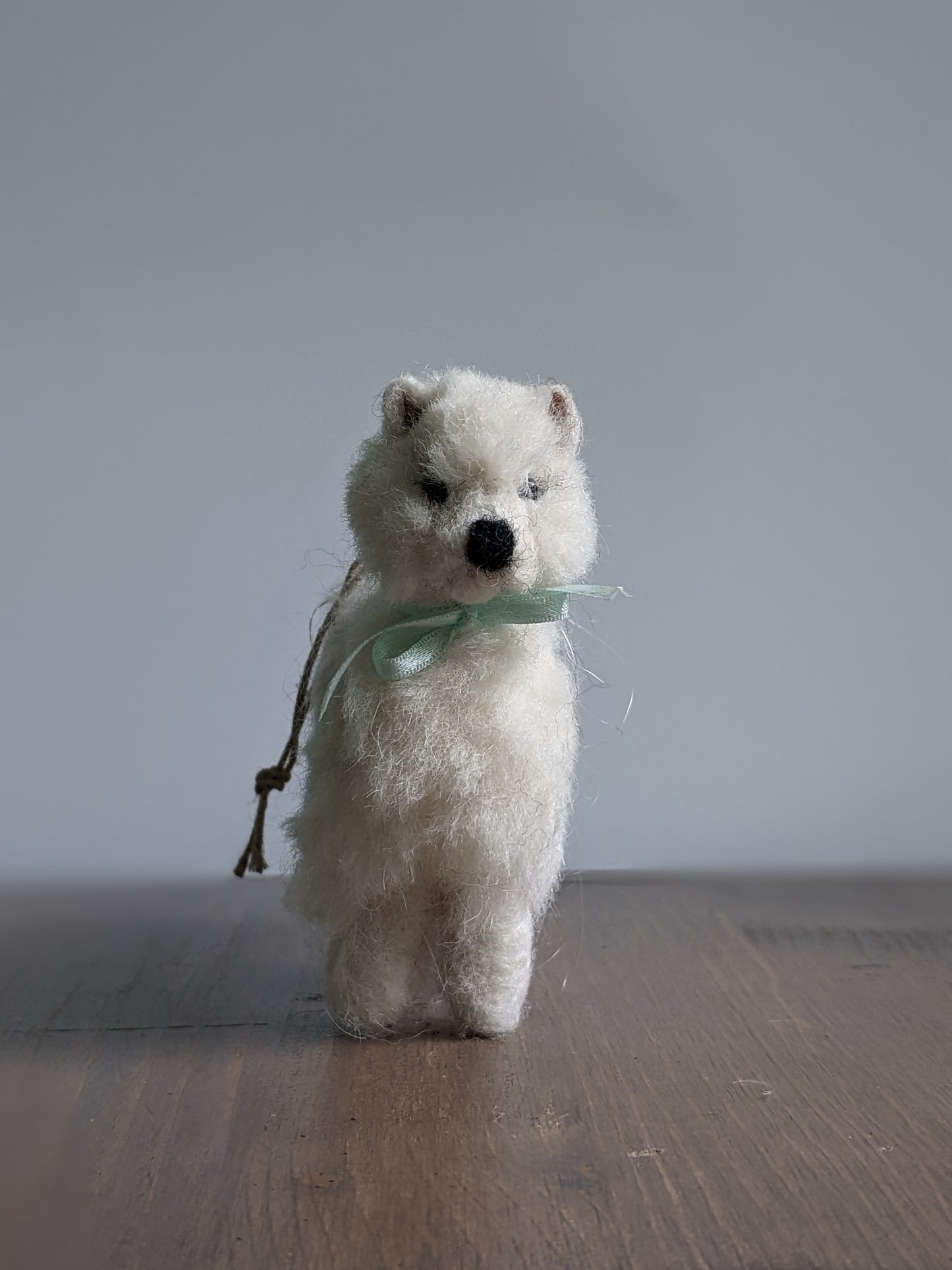 Needle felted wool samoyed dog sculpture