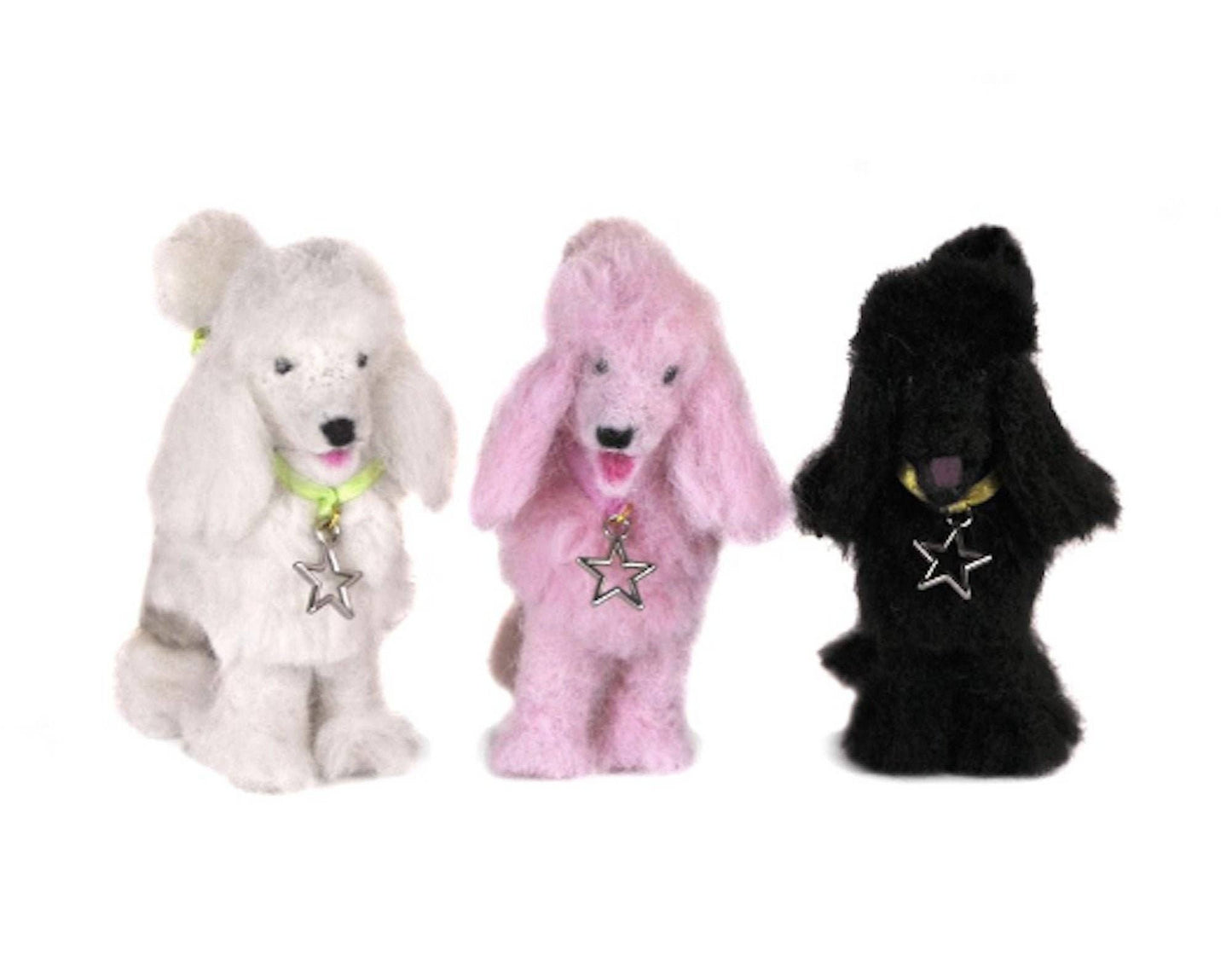 Felted Black Poodle Dog Sculpture: Alpaca Fiber Decor