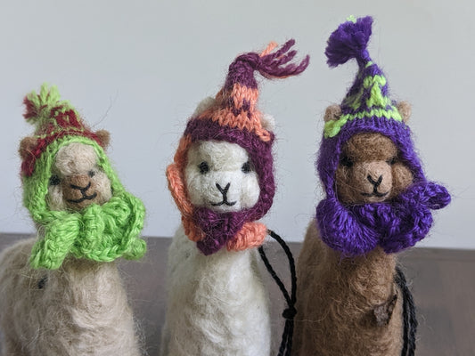 Felted Wool Alpaca Sculpture, Fair Trade Gift for Animal Lovers