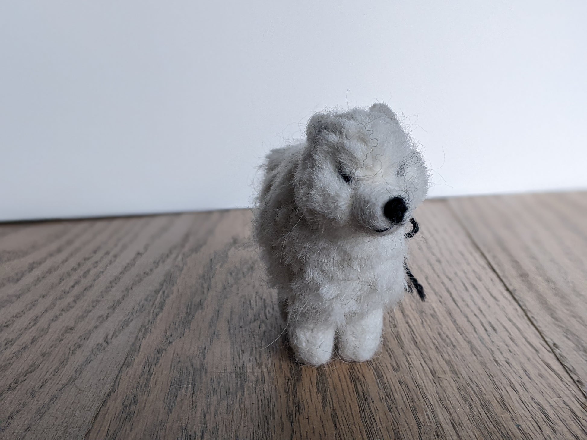 arctic fox needle felted alpaca wool