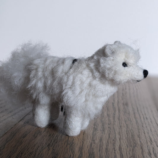 arctic fox needle felted alpaca wool