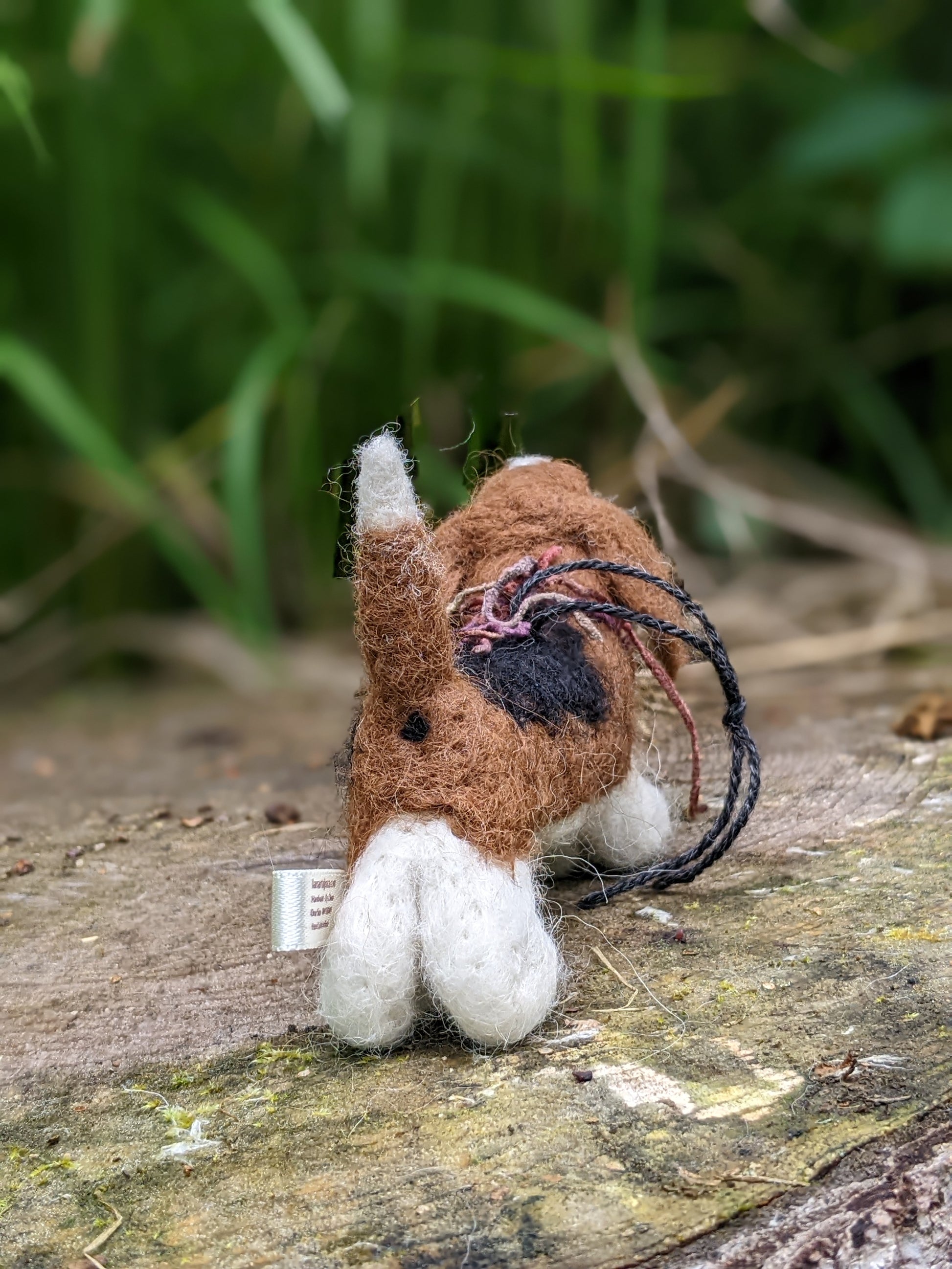 basset hound figure made from needle felted alpaca wool