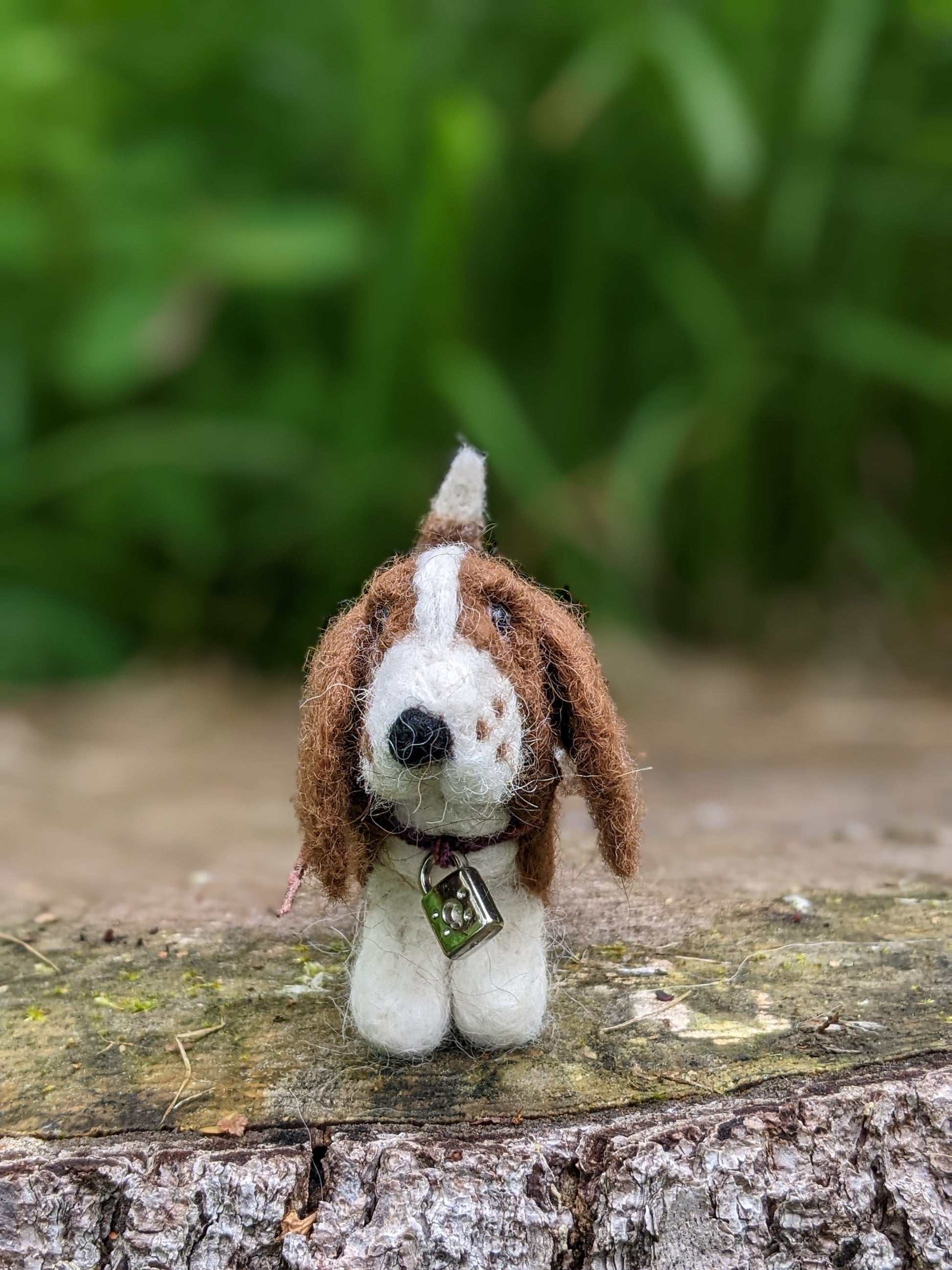 basset hound figure made from needle felted alpaca wool