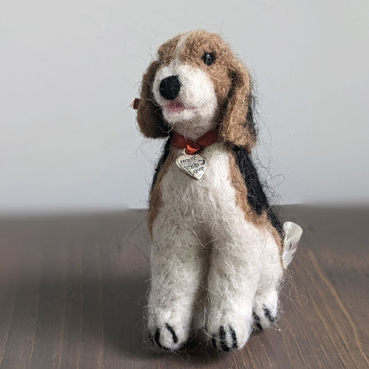 needle felted wool beagle dog