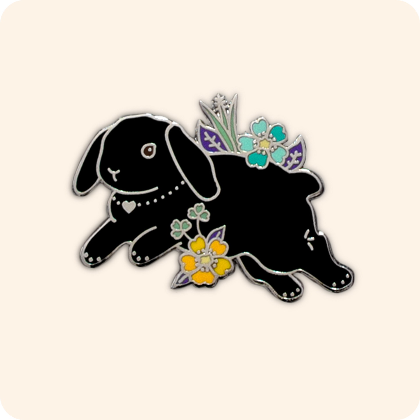 black rabbit enamel pin