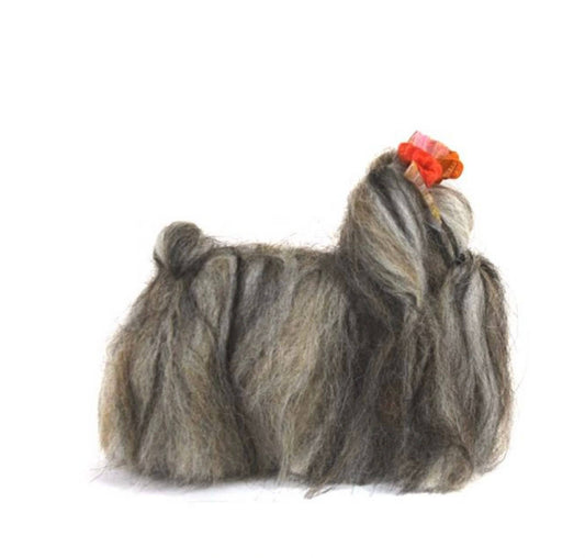 Felted Yorkshire Terrier Dog Sculpture: Alpaca Fiber Decor