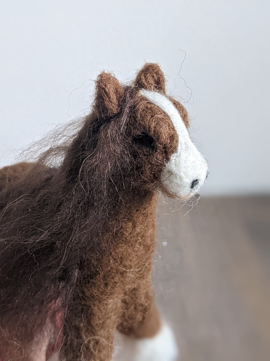 clydesdale horse needle felted sculpture made from alpaca wool