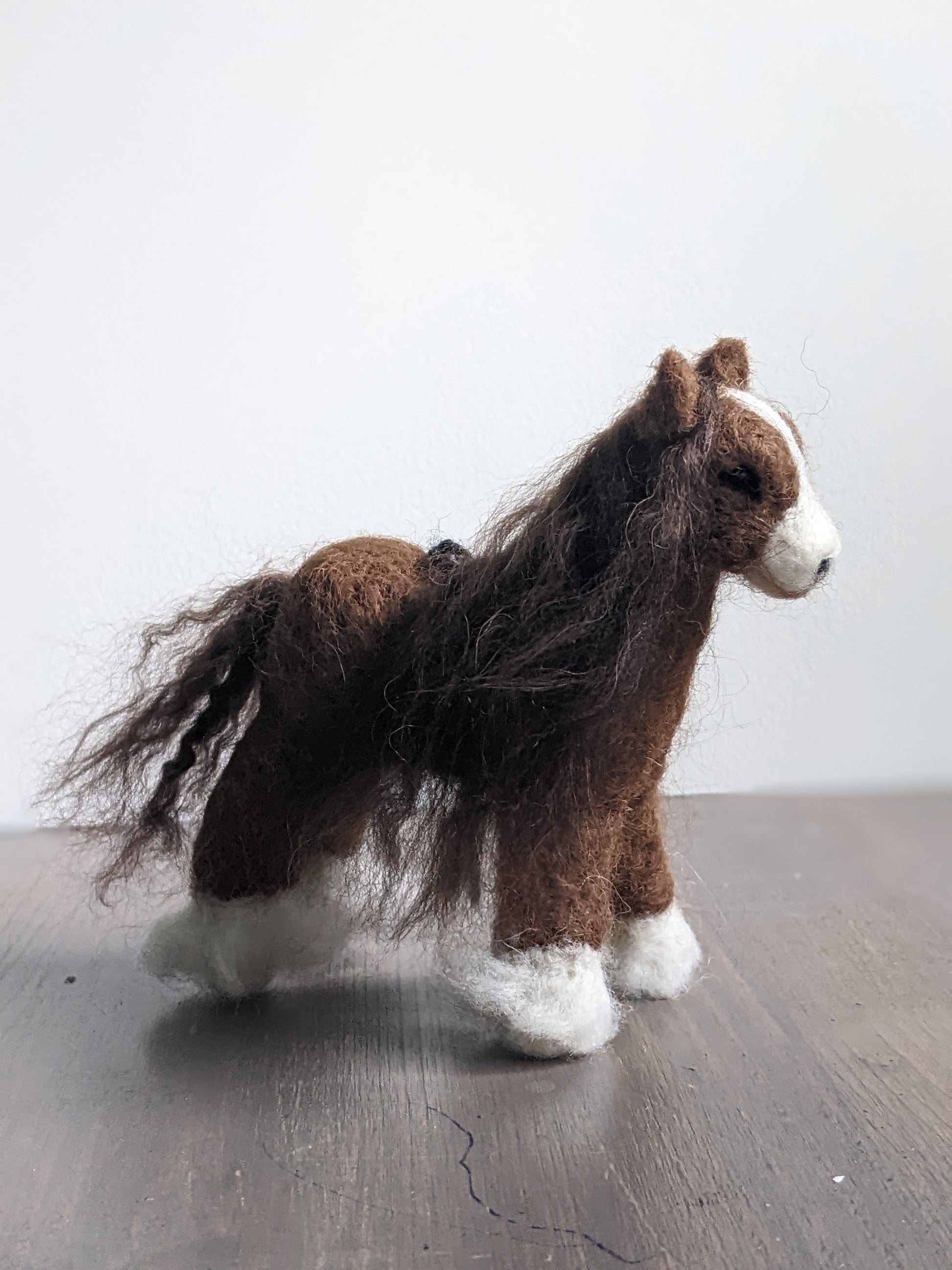 clydesdale horse needle felted sculpture made from alpaca wool