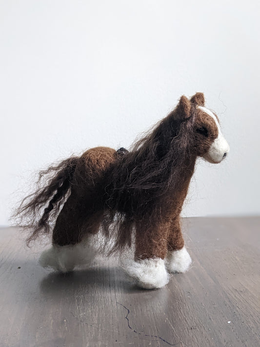 clydesdale horse needle felted sculpture made from alpaca wool