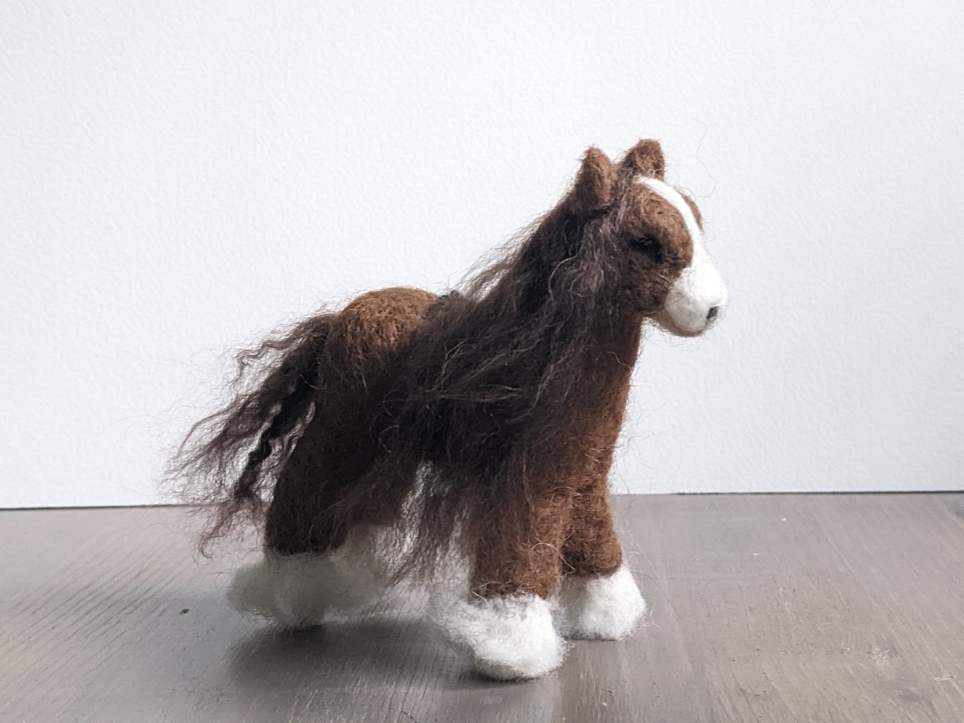 clydesdale horse needle felted sculpture made from alpaca wool