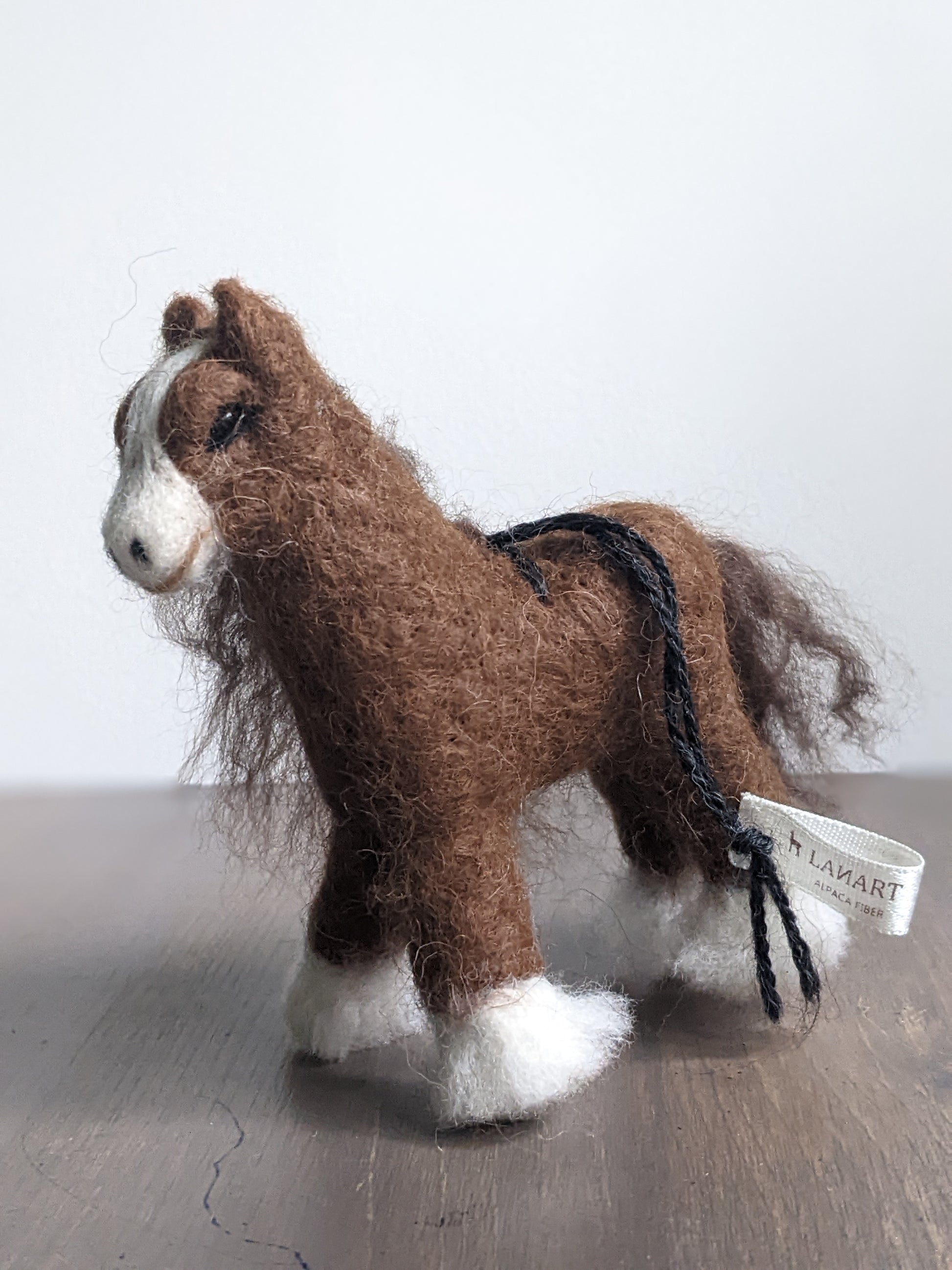 clydesdale horse needle felted sculpture made from alpaca wool