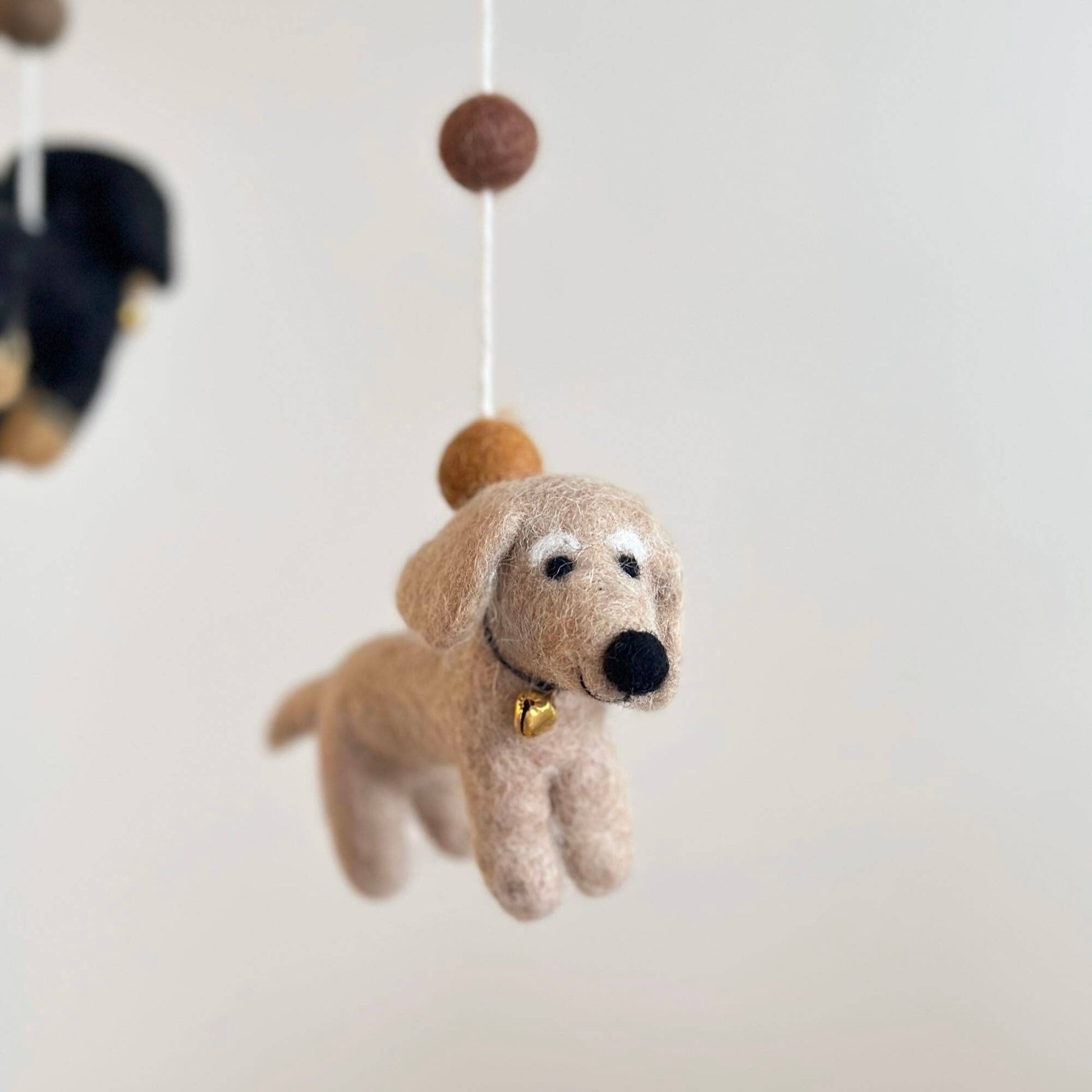 needle felted wool Dachshund baby mobile