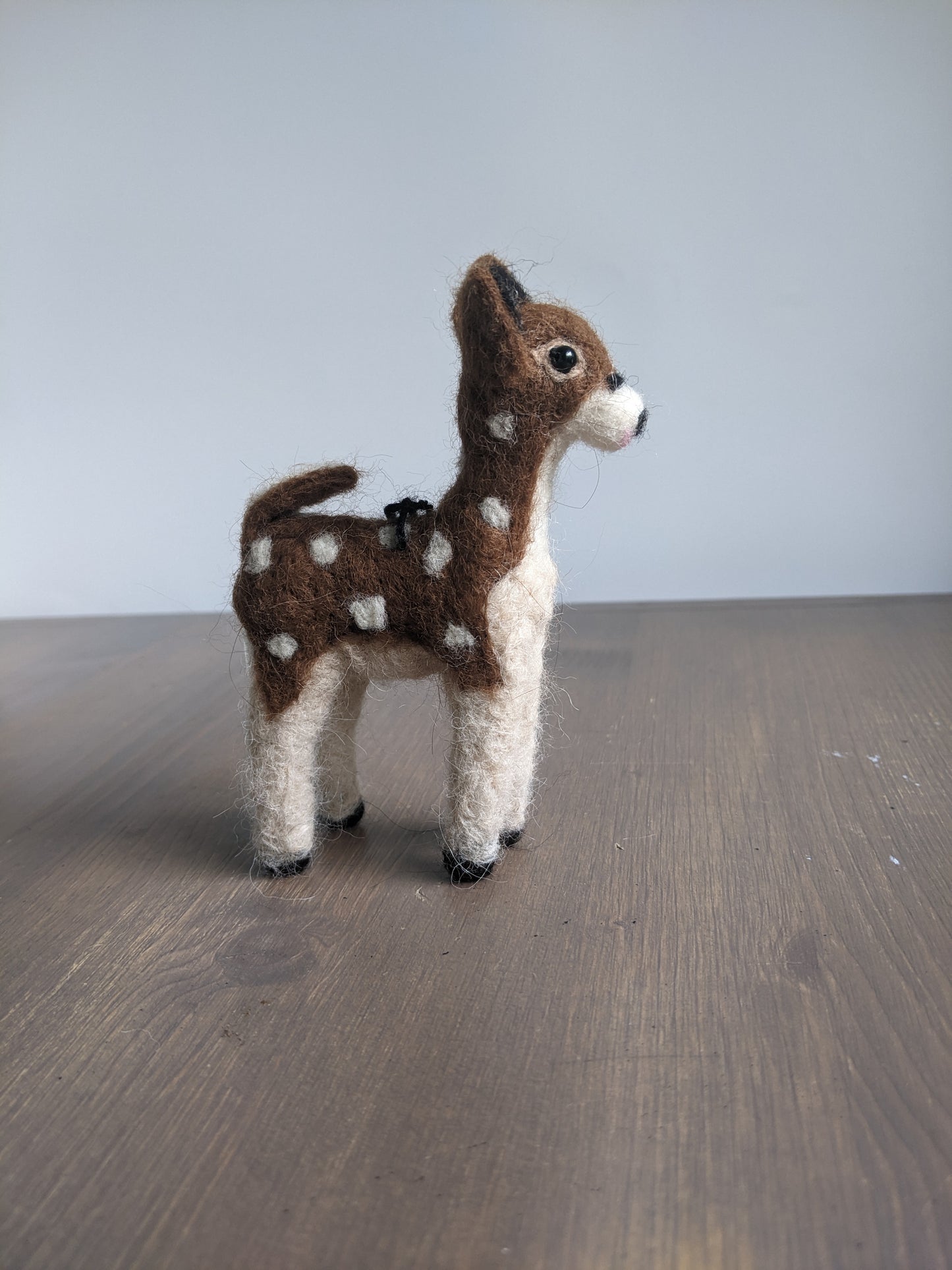 Needle Felted Little Fawn Deer: Wildlife Felted Alpaca Sculpture