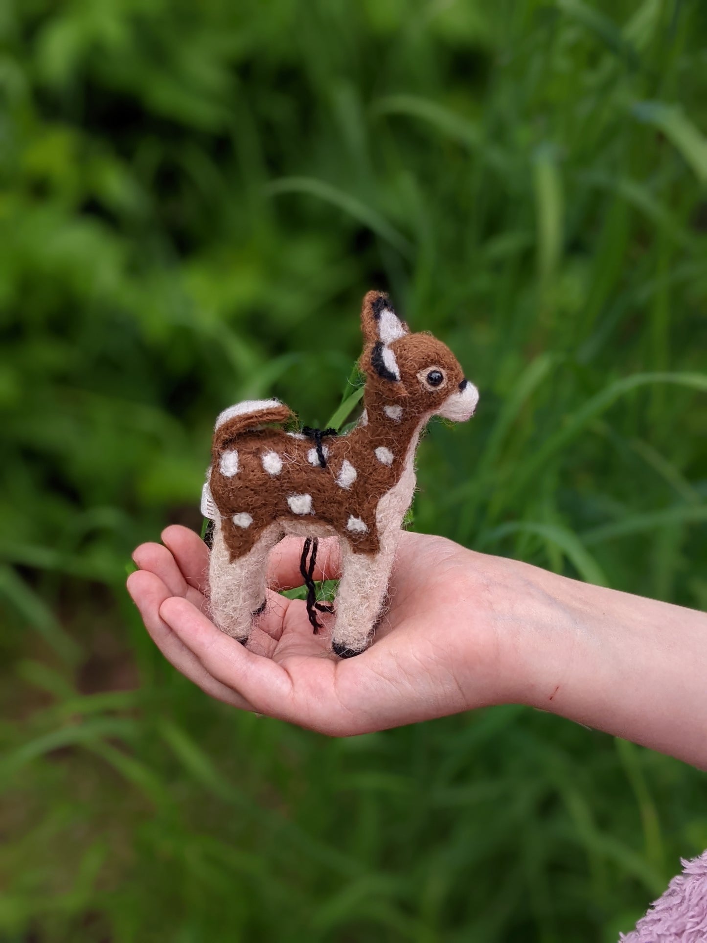 Needle Felted Little Fawn Deer: Wildlife Felted Alpaca Sculpture