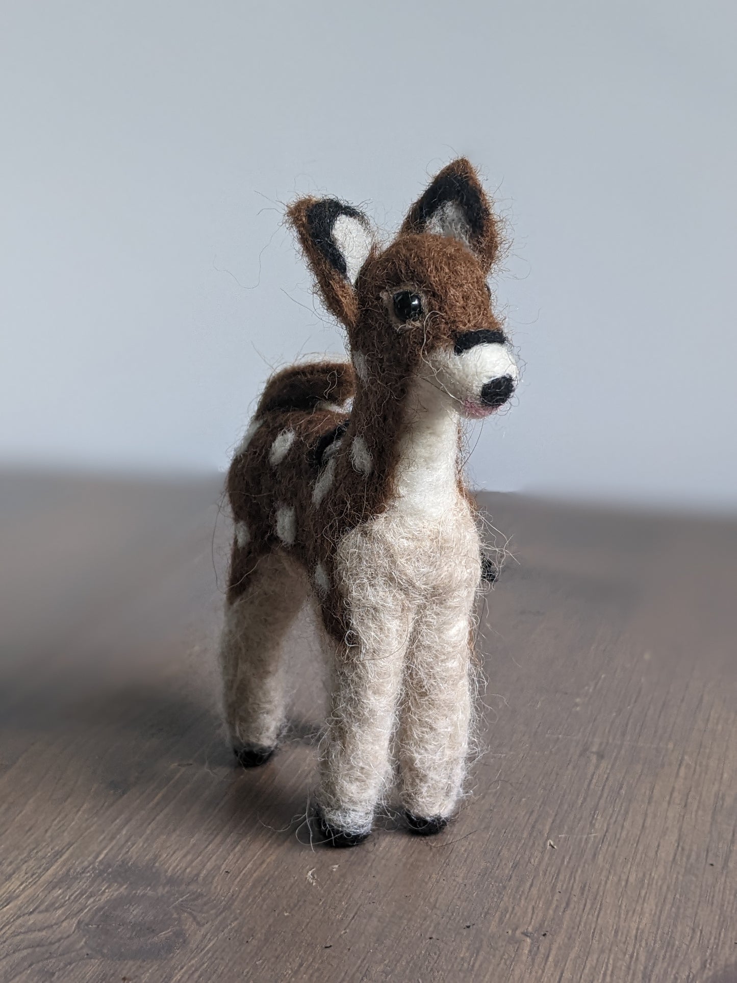 Needle Felted Little Fawn Deer: Wildlife Felted Alpaca Sculpture
