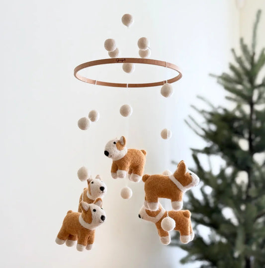 wool corgi nursery mobile
