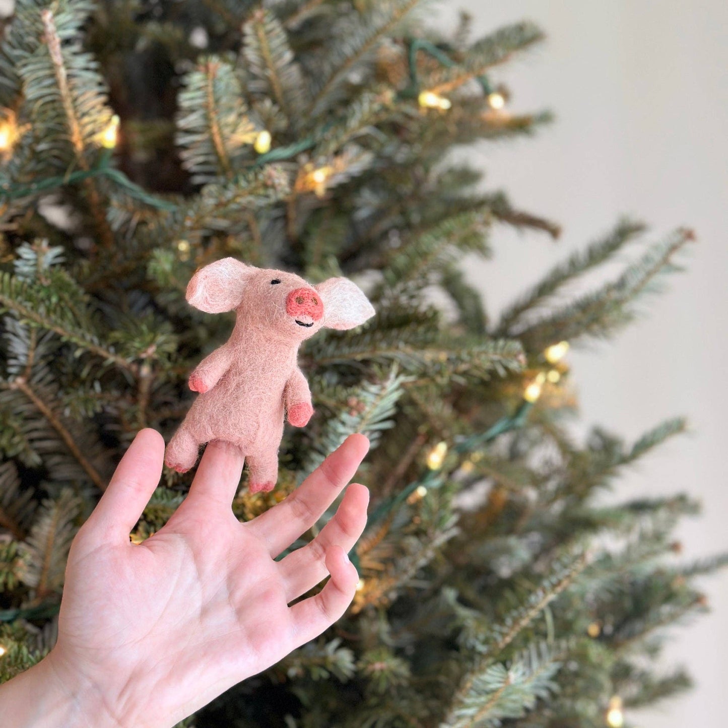 felted wool pig finger puppet jasper and ruby