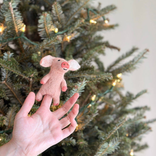 felted wool pig finger puppet jasper and ruby
