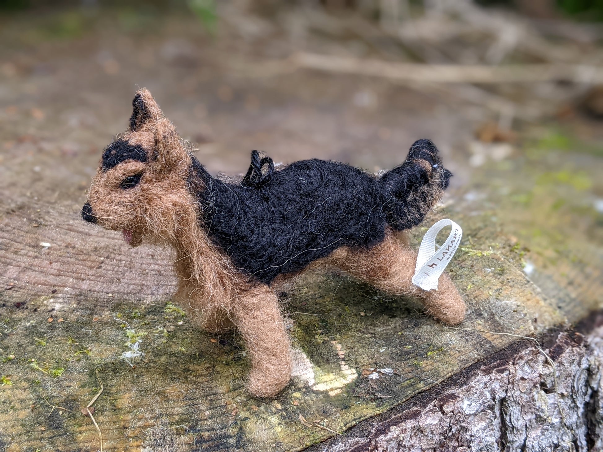 german shepherd needle felted with alpaca wool
