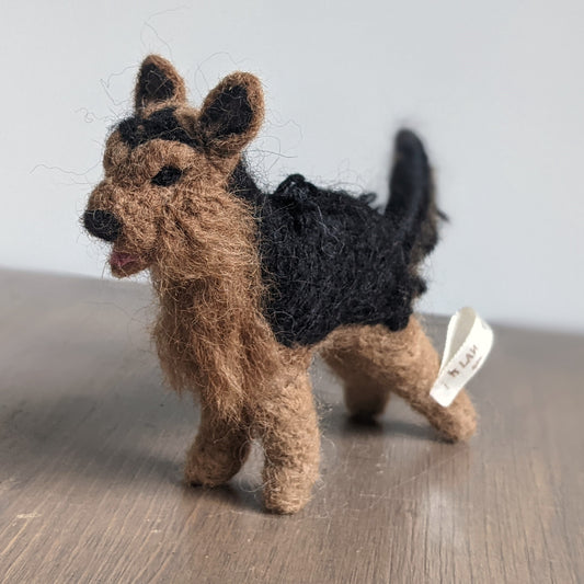 german shepherd needle felted with alpaca wool