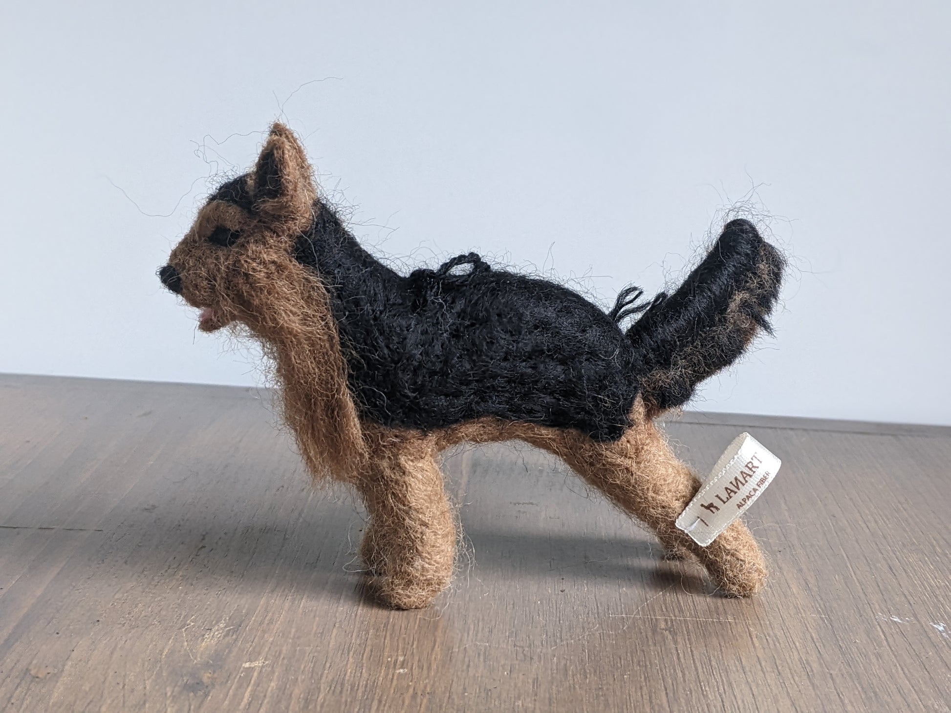 german shepherd needle felted with alpaca wool