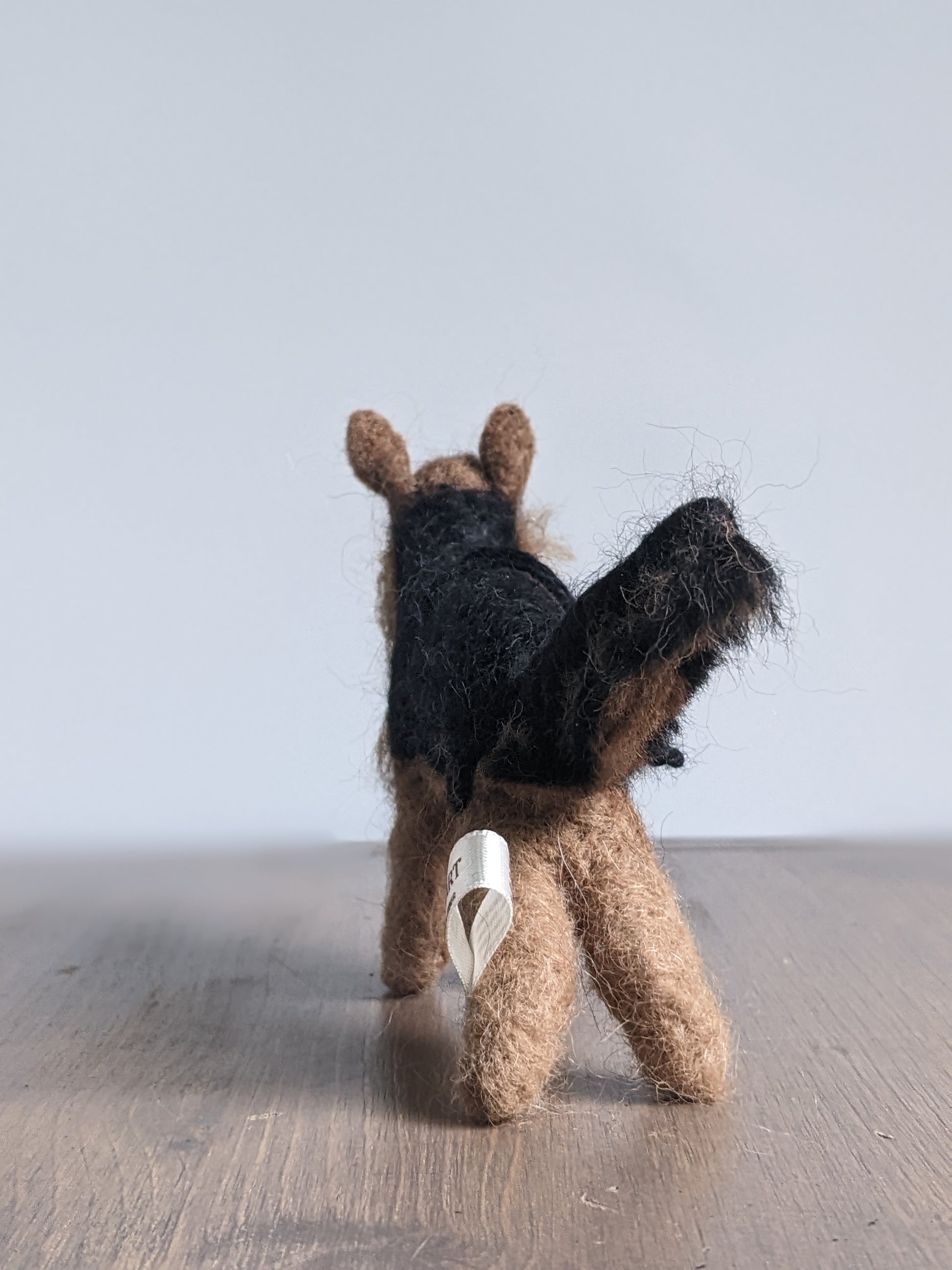 german shepherd needle felted with alpaca wool