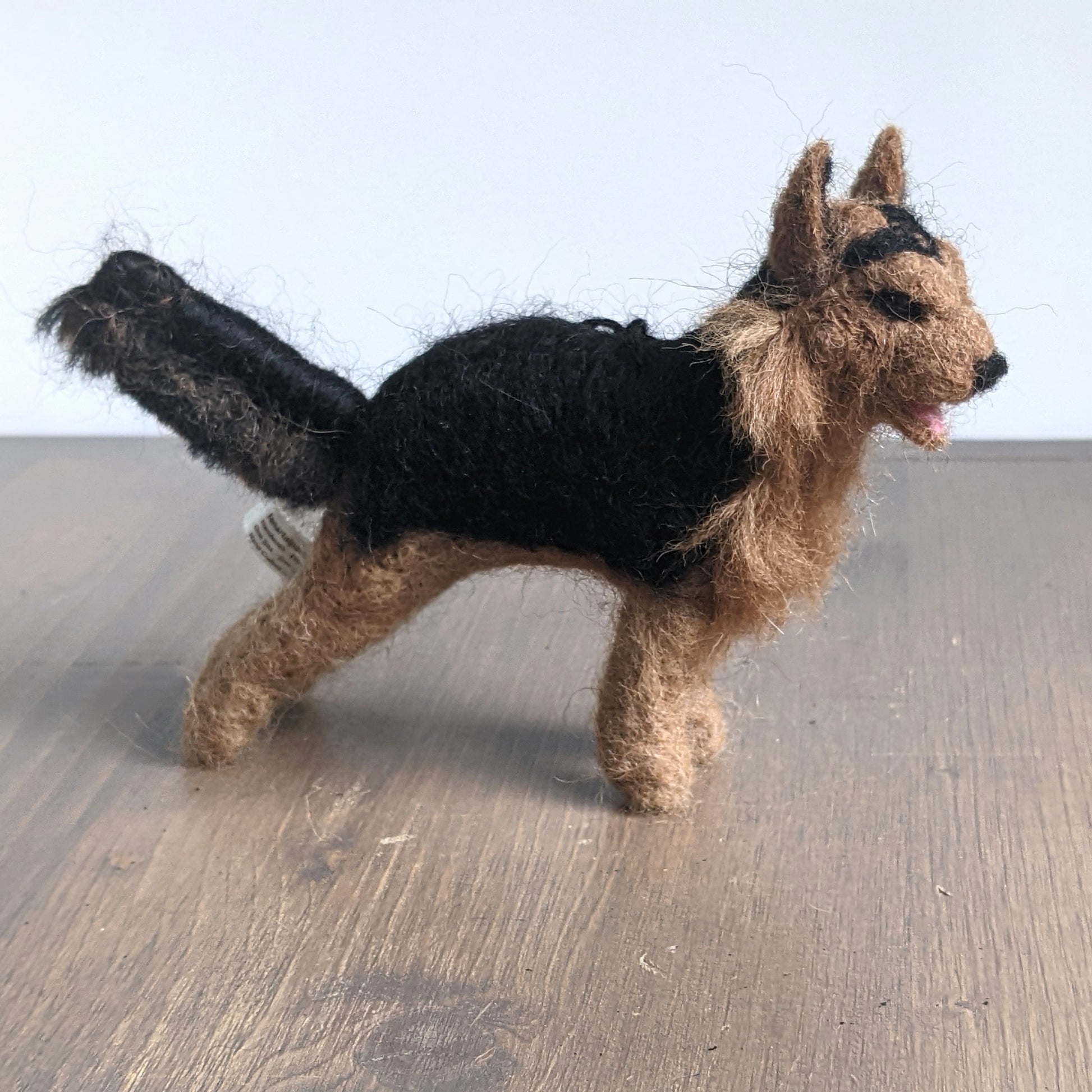 german shepherd needle felted with alpaca wool