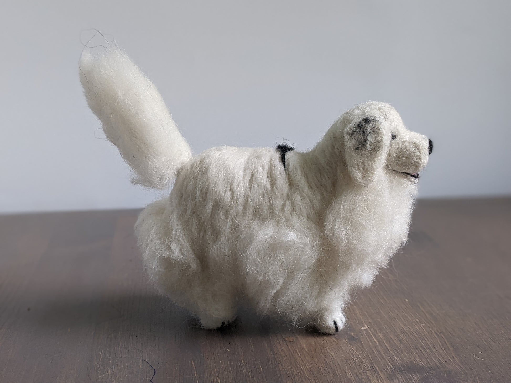 Felted Great Pyrenees Dog Sculpture: Alpaca Fiber Decor