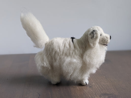 Felted Great Pyrenees Dog Sculpture: Alpaca Fiber Decor