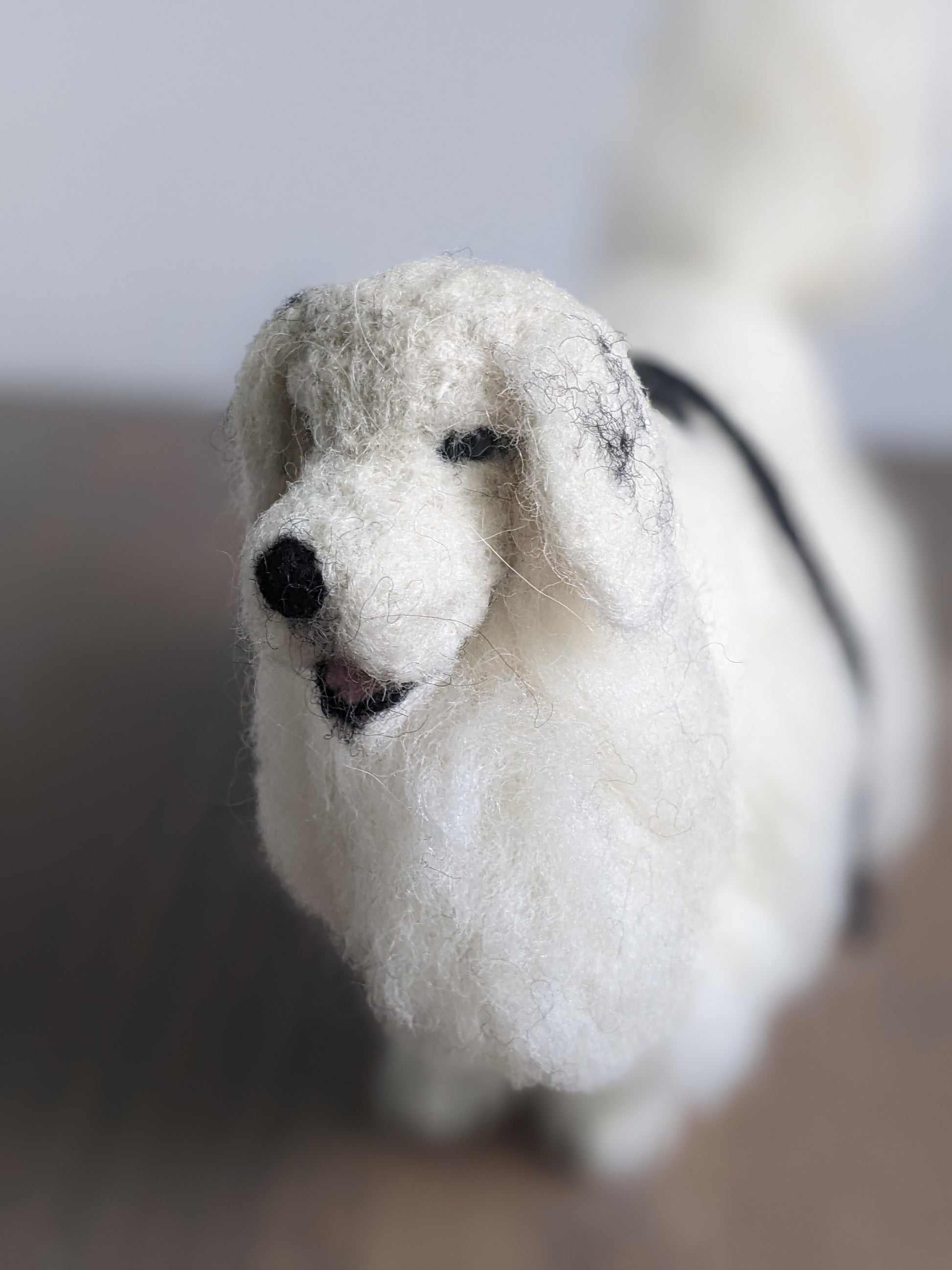 Felted Great Pyrenees Dog Sculpture: Alpaca Fiber Decor