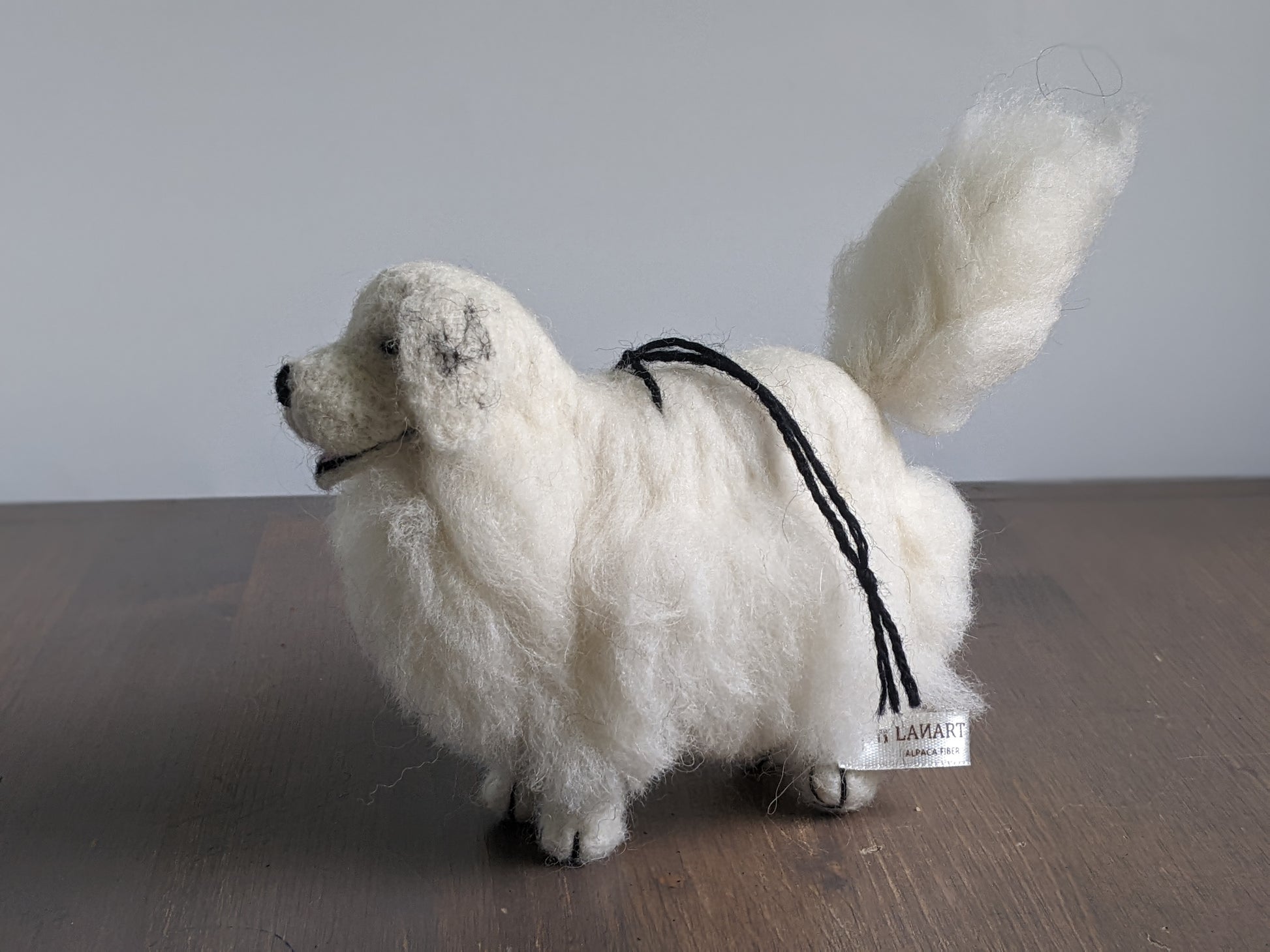 Felted Great Pyrenees Dog Sculpture: Alpaca Fiber Decor