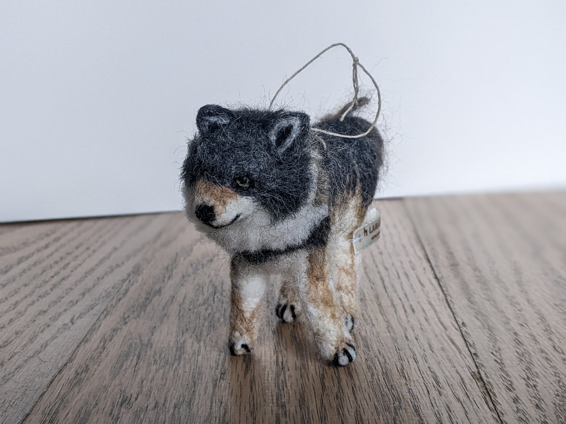 grey wolf felted alpaca sculpture