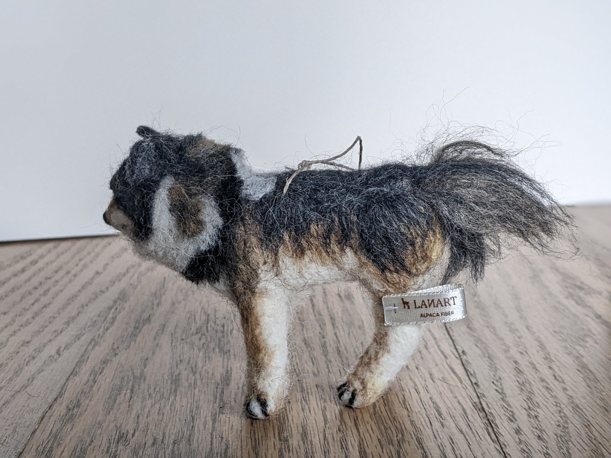 grey wolf felted alpaca sculpture