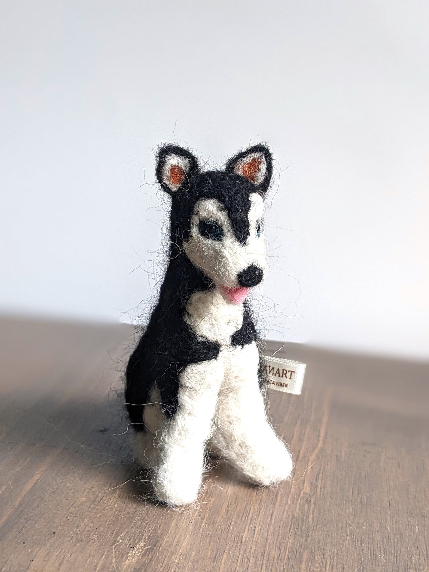 tiny needle felted wool husky dog